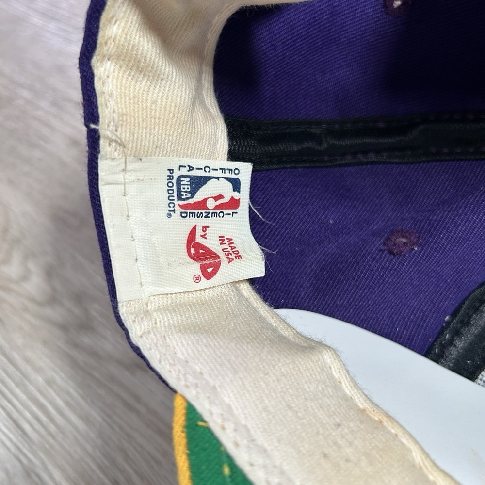 VTG Los Angeles Lakers Magic Johnson Snapback Hat NBA AJD Purple Wool Cap USA‎ - Picture 4 of 9